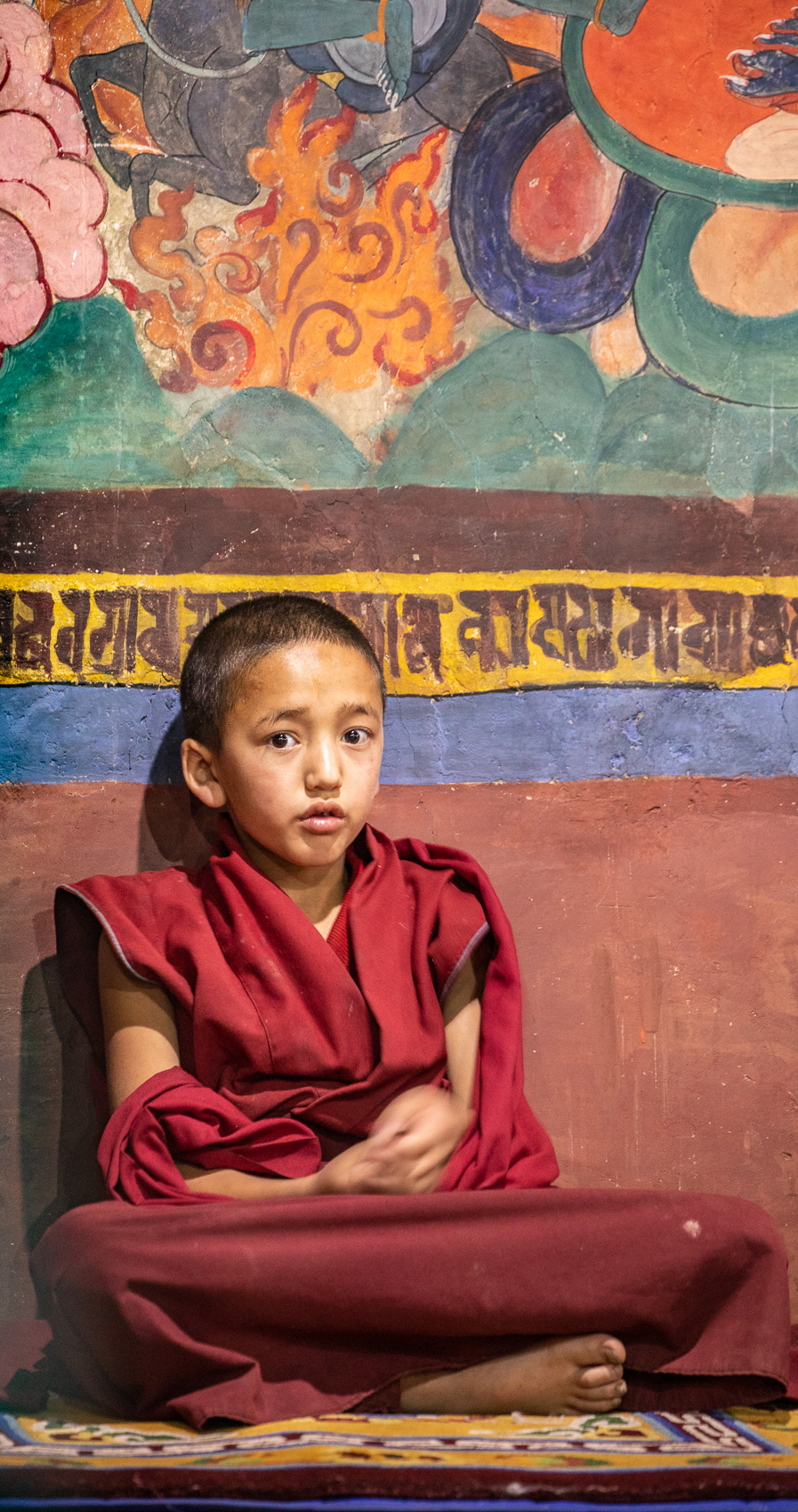 India-Ladakh-Leh-Monk-Interior-Mural