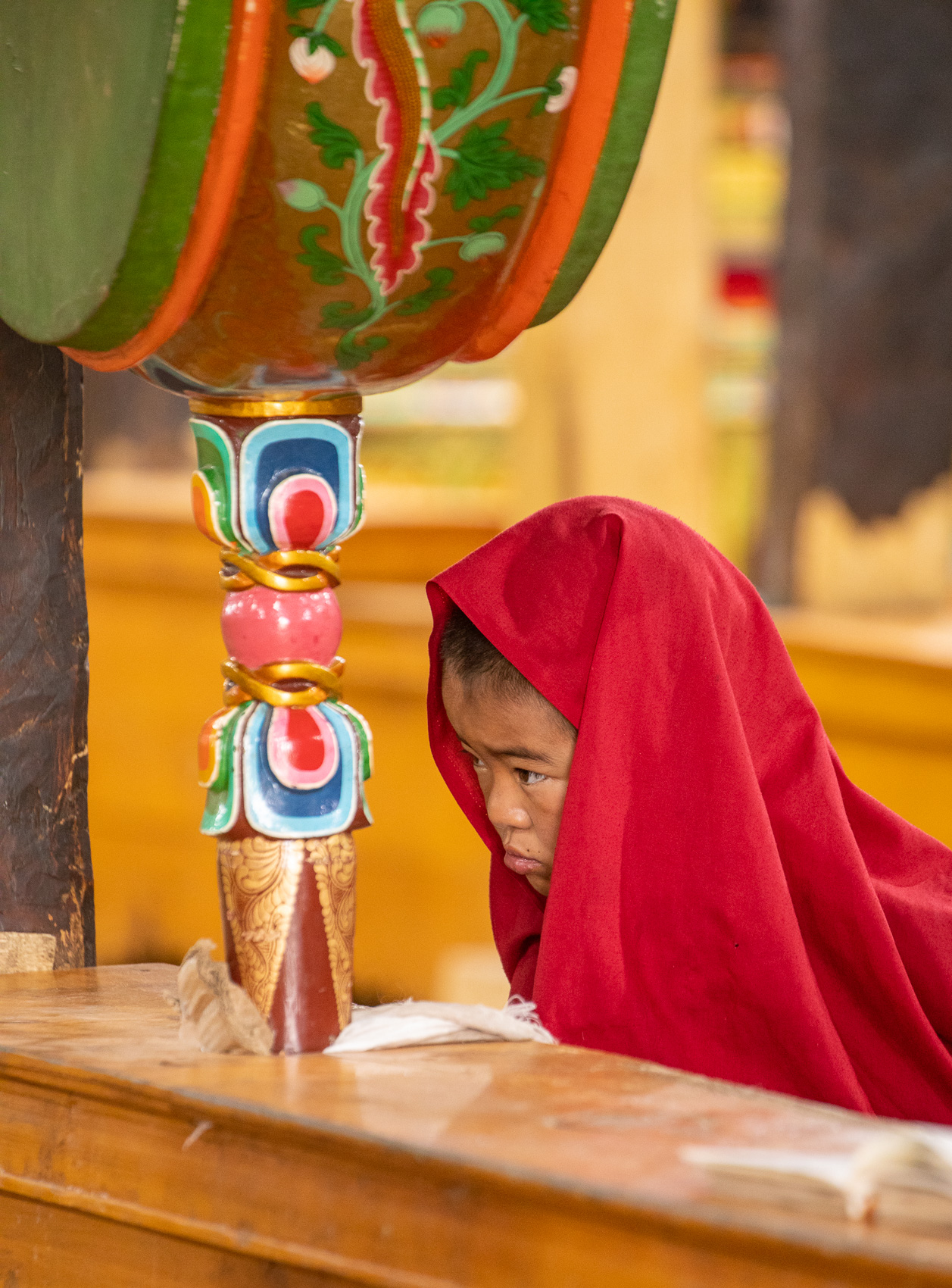 India-Ladakh-Leh-Monk-Shawl-Drum